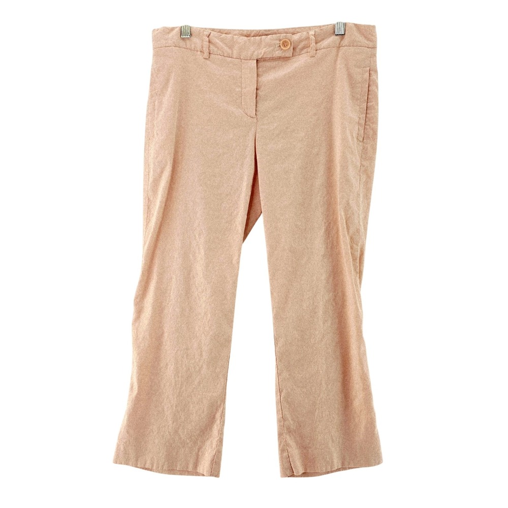 Theory Pants Womens 8 Pink Linen Blend Straight Leg Slim Ankle Office Casual USA